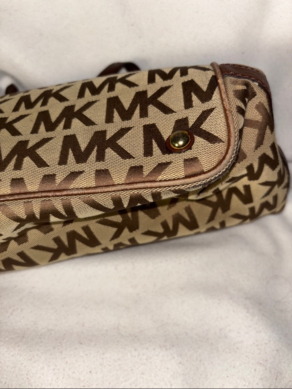 Michael Kors Brown and Tan MK Logo Tote - Picture 10 of 12